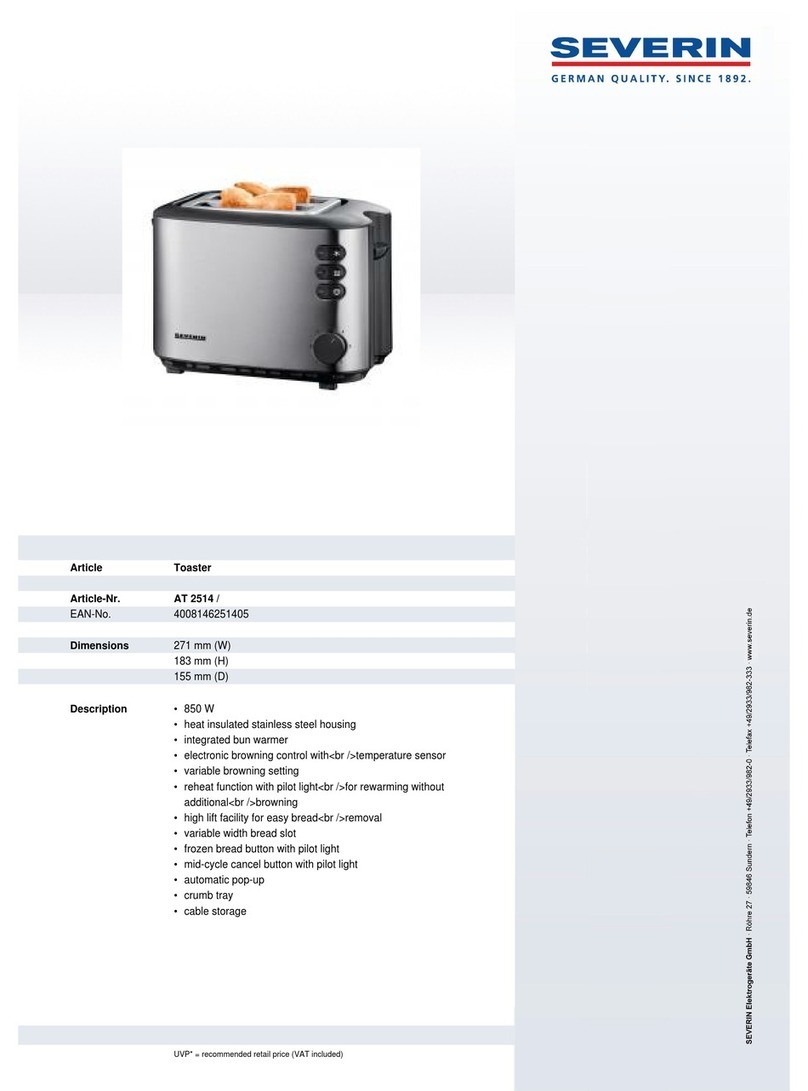 SEVERIN AT 2514 - GRILLE-PAIN Dimensions