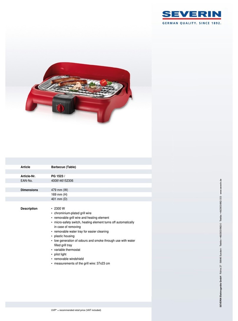 SEVERIN BARBECUE - DATASHEET 4 User guide