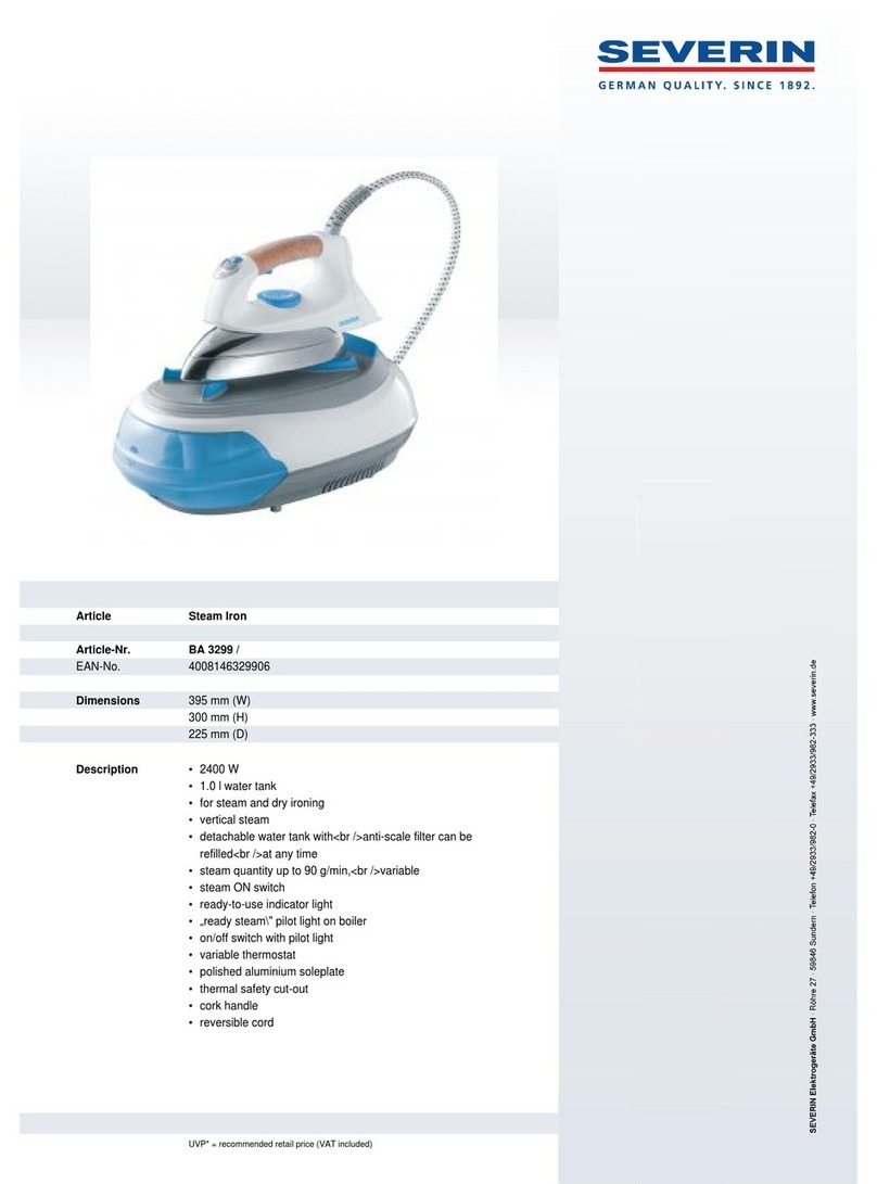 SEVERIN BA 3299 - CENTRALE VAPEUR User guide