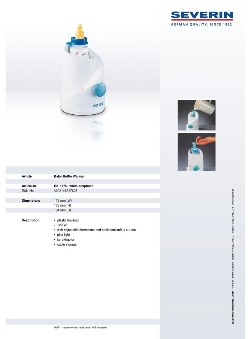 SEVERIN BABY BOTTLE WARMER Dimensions