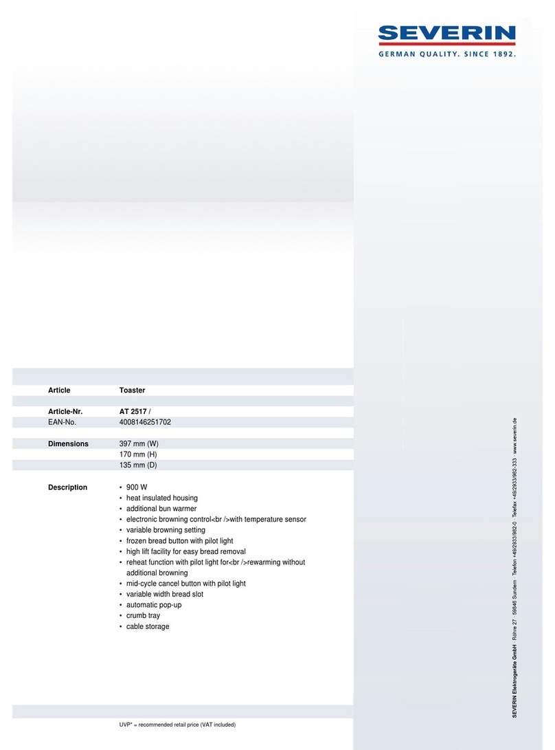 SEVERIN AT 2517 - GRILLE-TOUS-PAINS User guide