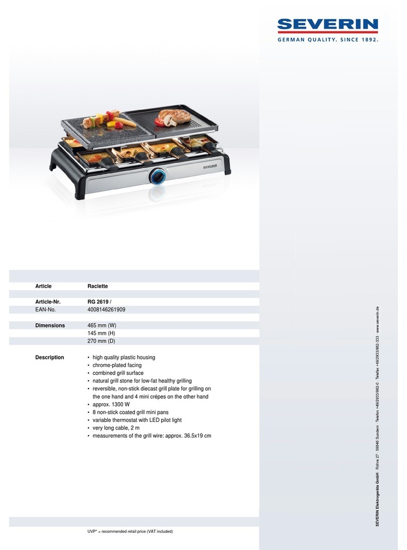 SEVERIN PARTYGRILL MIT NATURGRILLSTEIN RG 2619 Dimensions
