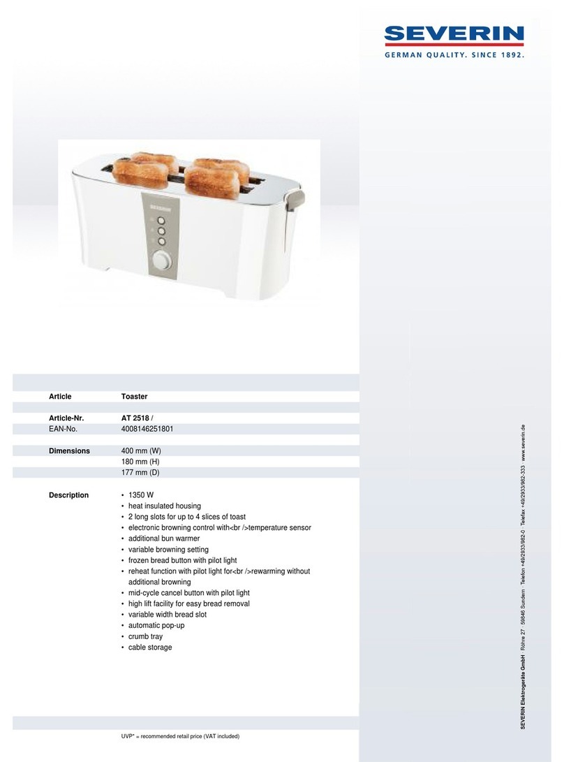 SEVERIN AT 2518 - GRILLE-TOUS-PAINS datasheet SEVERIN AT 2518 - GRILLE-TOUS-PAINS datasheet