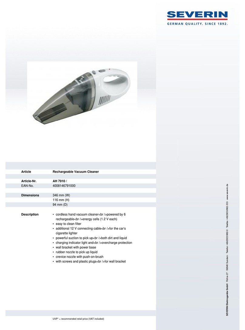 SEVERIN AH 7910 - ASPIRATEUR SANS FIL Dimensions