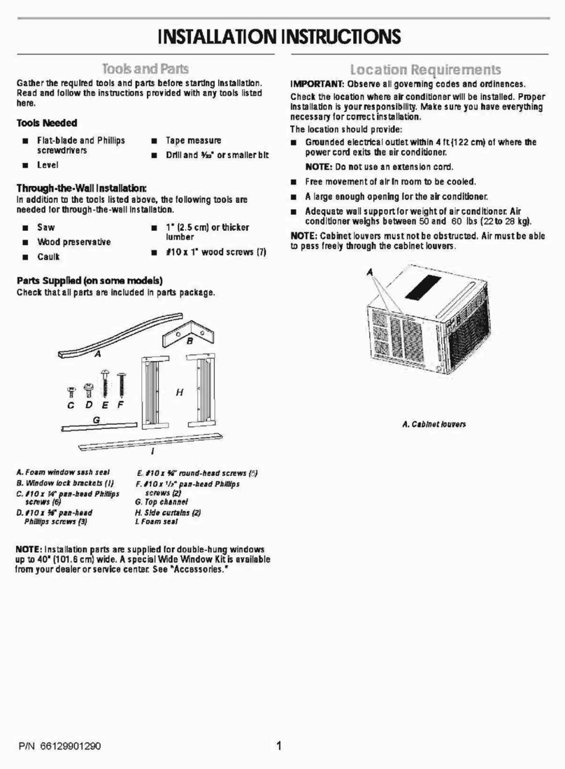 Frigidaire FAQ055S7A - 5500 BTU Air Conditioner User manual