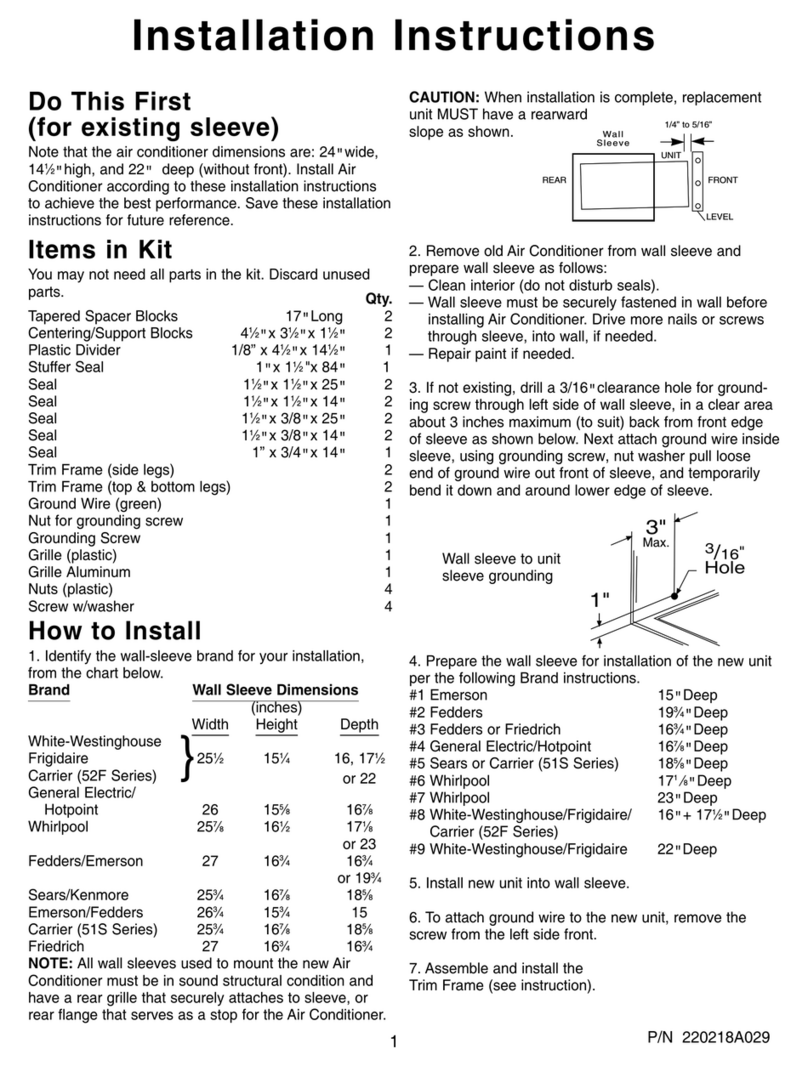 Frigidaire GAH085Q1T - GIBSON 8000BTU 115V 8.0A 9.4EE3 SPD 4 WAY AIR... User manual Frigidaire GAH085Q1T - GIBSON 8000BTU 115V 8.0A 9.4EE3 SPD 4 WAY AIR... User manual