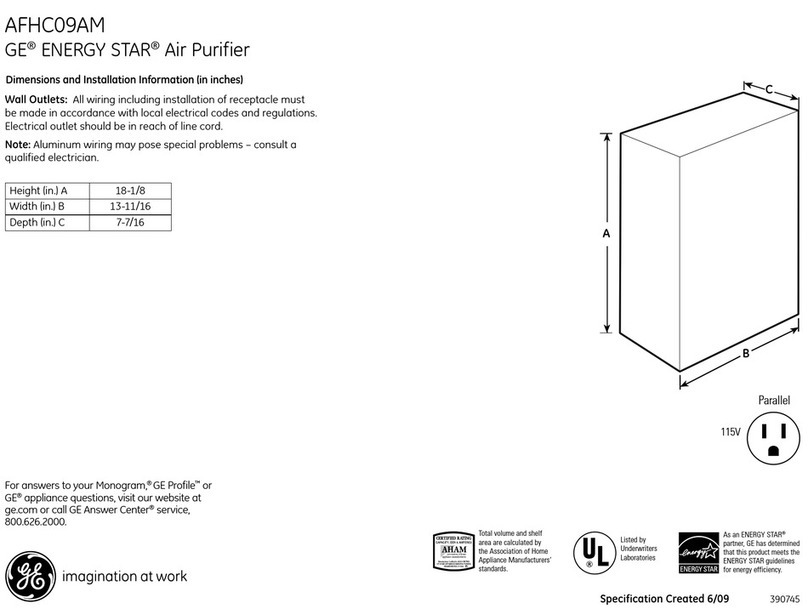 GE AFHC09AM Dimensions and installation information