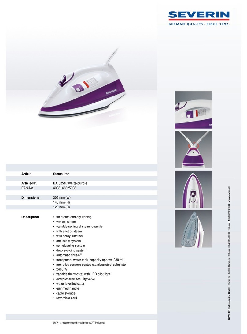 SEVERIN DAMPFBUGELAUTOMAT BA 3259 User manual