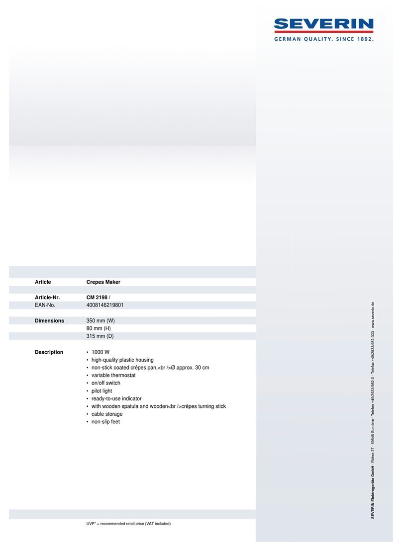 SEVERIN CM 2198 - CREPIERE User guide SEVERIN CM 2198 - CREPIERE User guide