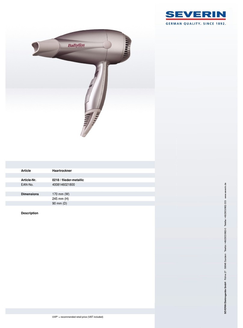 SEVERIN CREATION 1600 0218 Dimensions