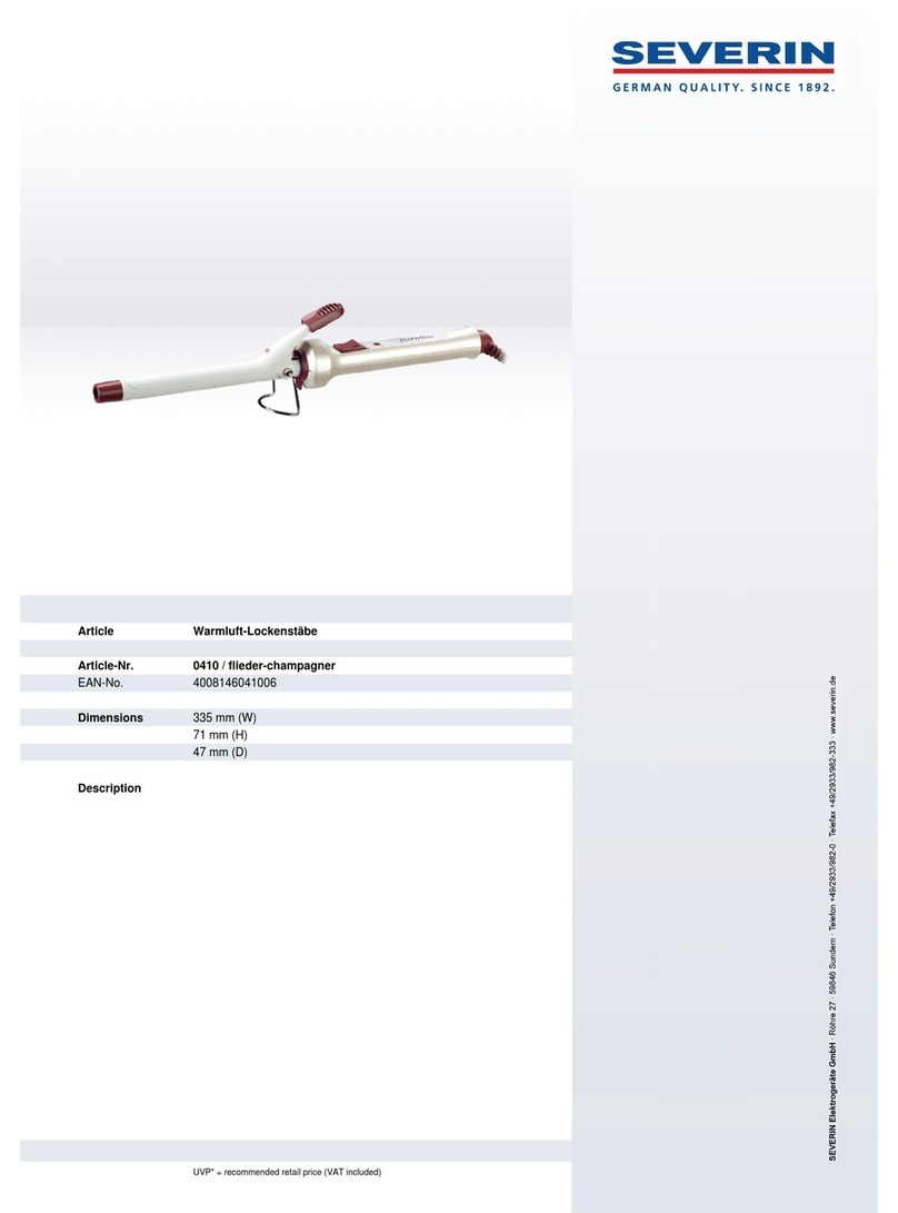 SEVERIN CURLING IRON 0410 Dimensions
