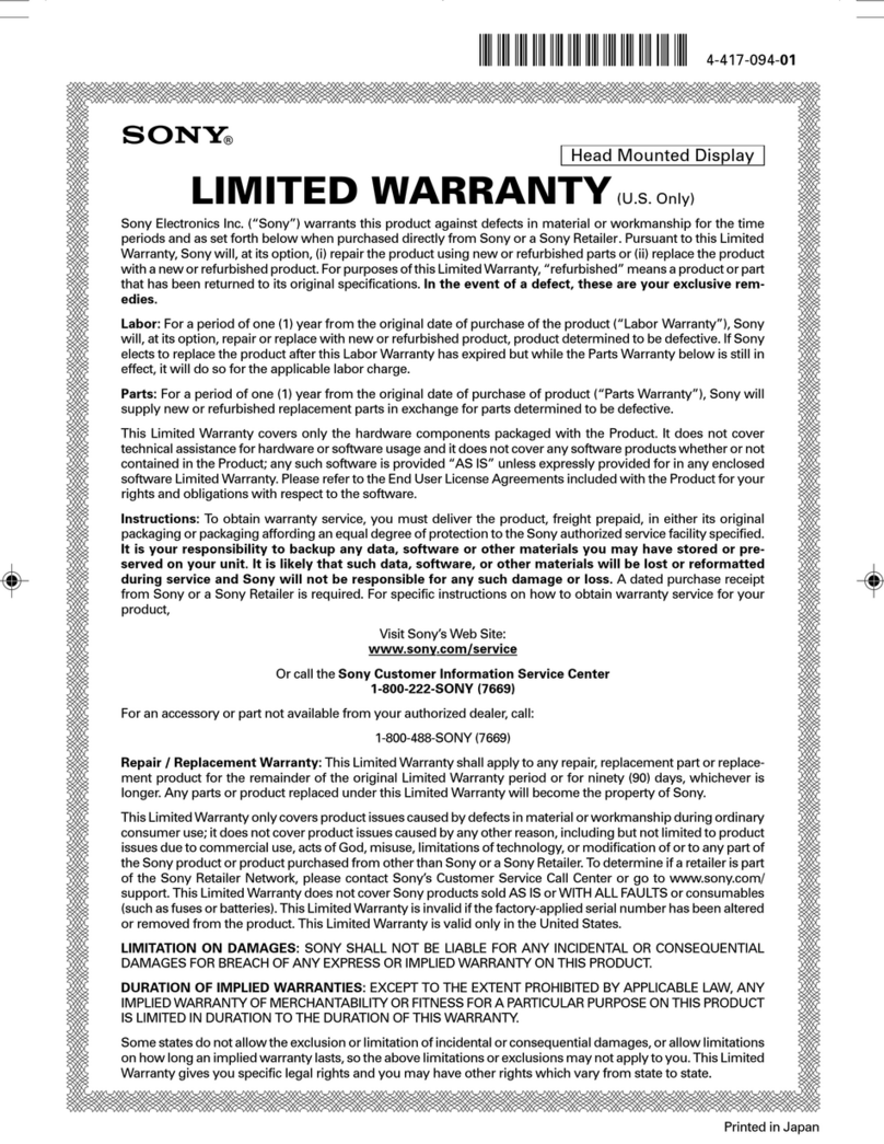 Sony HMZ-T1 Use and maintenance manual