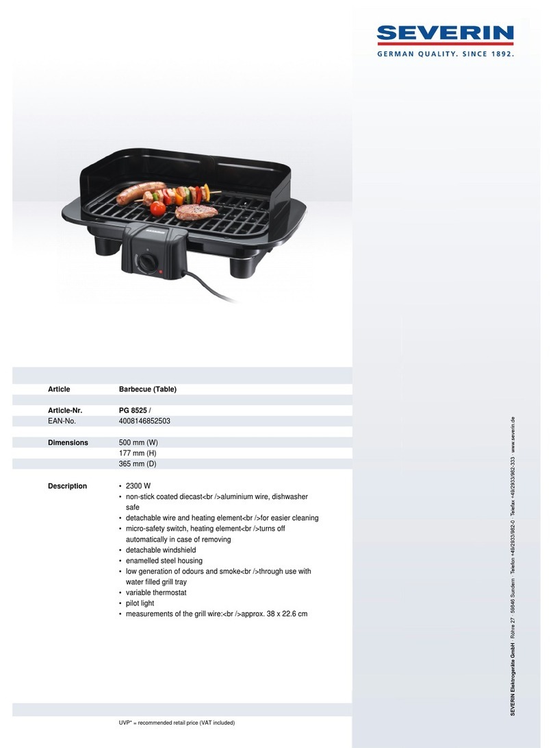 SEVERIN BARBECUE-GRILL PG 8525 User guide