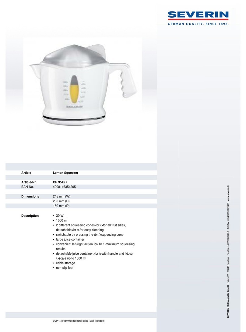 SEVERIN CP 3542 - PRESSE-AGRUMES User guide