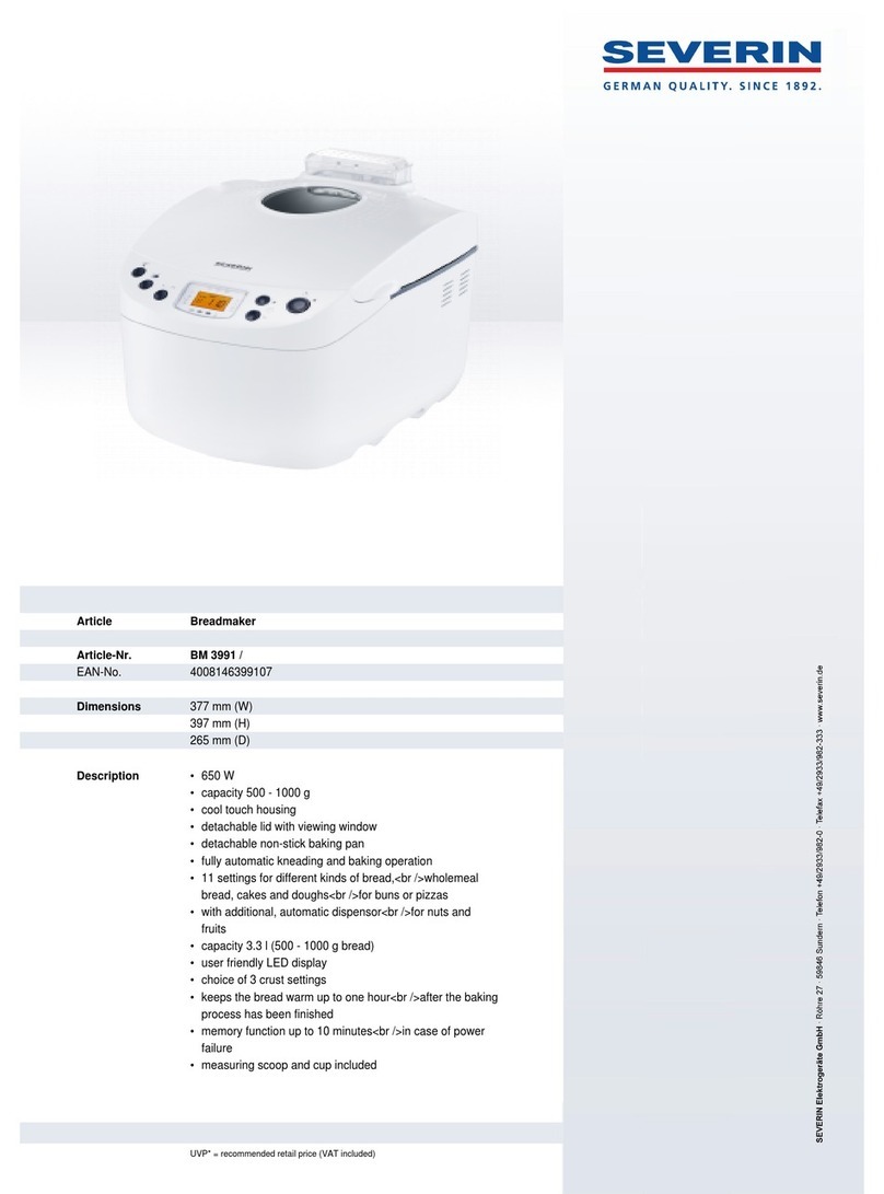 SEVERIN BROTBACKAUTOMAT BM 3991 User manual