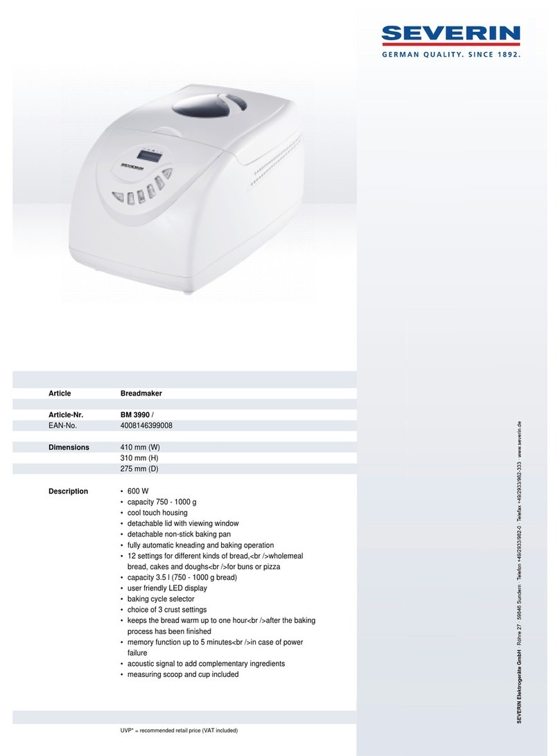 SEVERIN BROTBACKAUTOMAT BM 3990 User manual