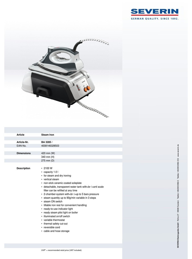 SEVERIN BA 3285 - CENTRALE VAPEUR datasheet