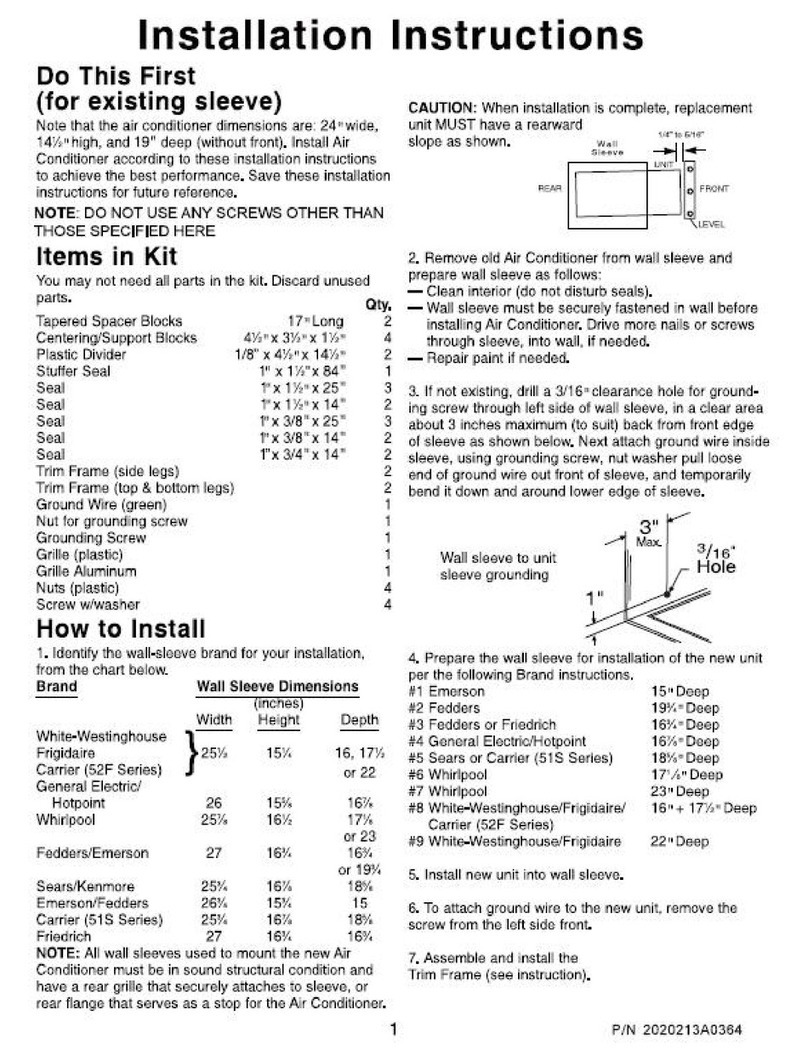 Frigidaire FAH08ES1T - 8,000 BTU Through-the-Wall Room Air... User manual Frigidaire FAH08ES1T - 8,000 BTU Through-the-Wall Room Air... User manual