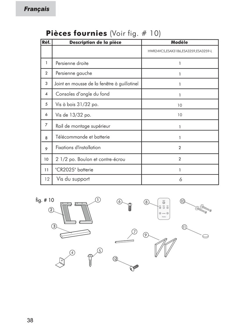 Haier HWR24VC3 Assembly instructions Haier HWR24VC3 Assembly instructions