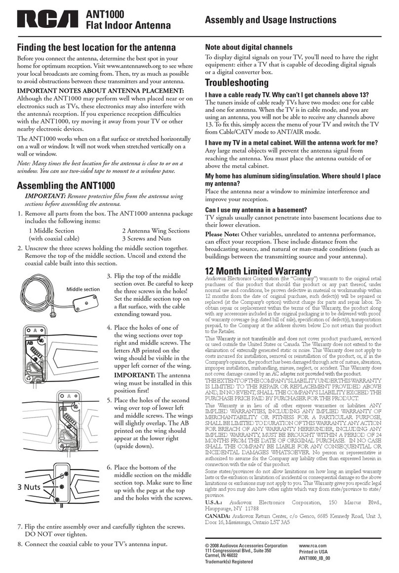 RCA ANT1000 - Digital Flat Passive Ultra-Slim-Profile... Assembly and usage instructions