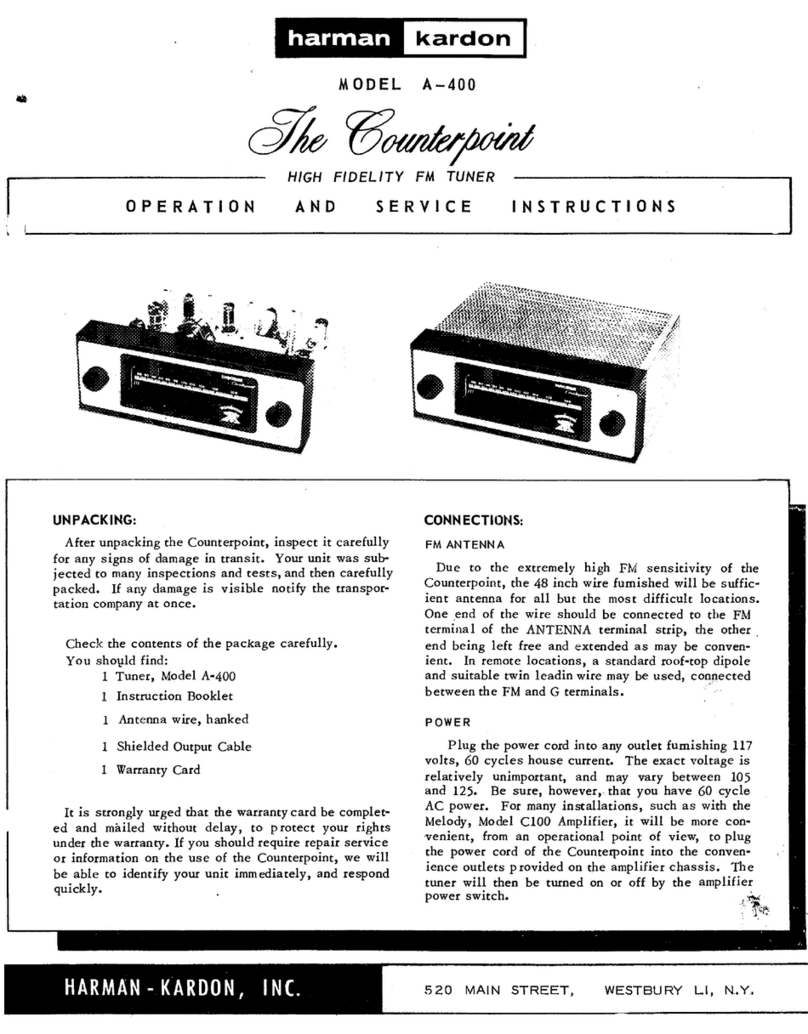 Harman Kardon The Counterpoint A-400 Operating and service instructions Harman Kardon The Counterpoint A-400 Operating and service instructions