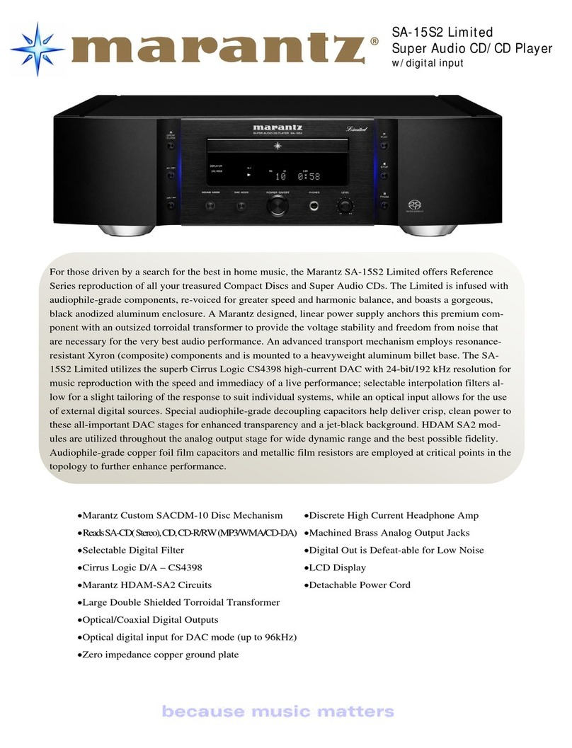 Marantz SA-15S2B Limited Specification sheet