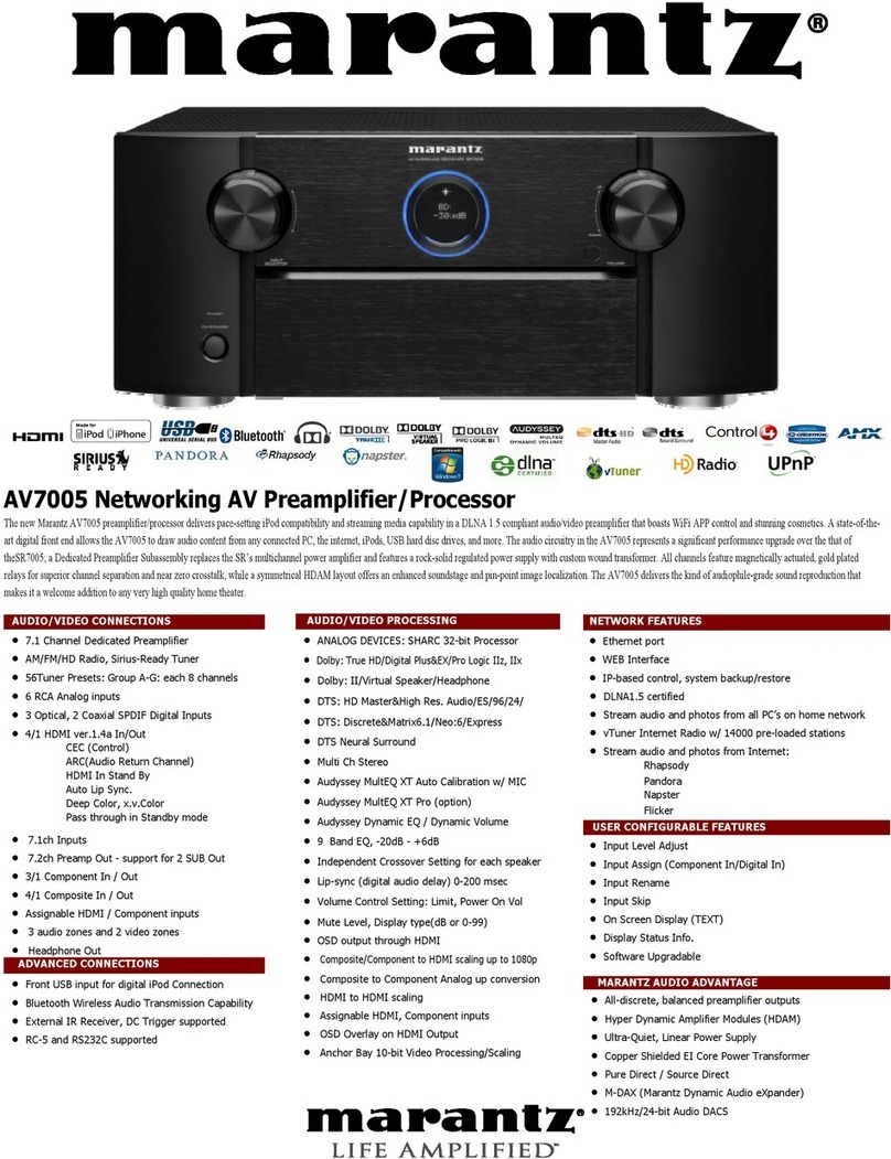 Marantz AV7005 User manual Marantz AV7005 User manual