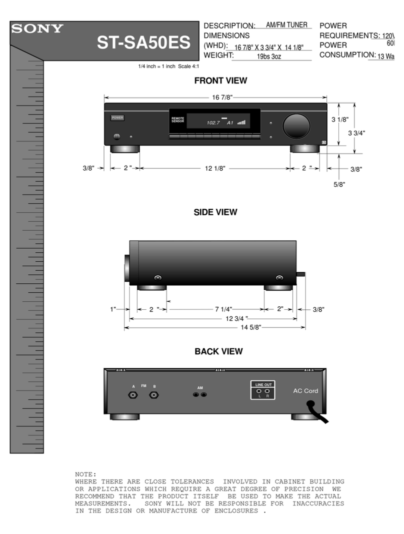 Sony ST-SA50ES - Am/fm Tuner Dimensions
