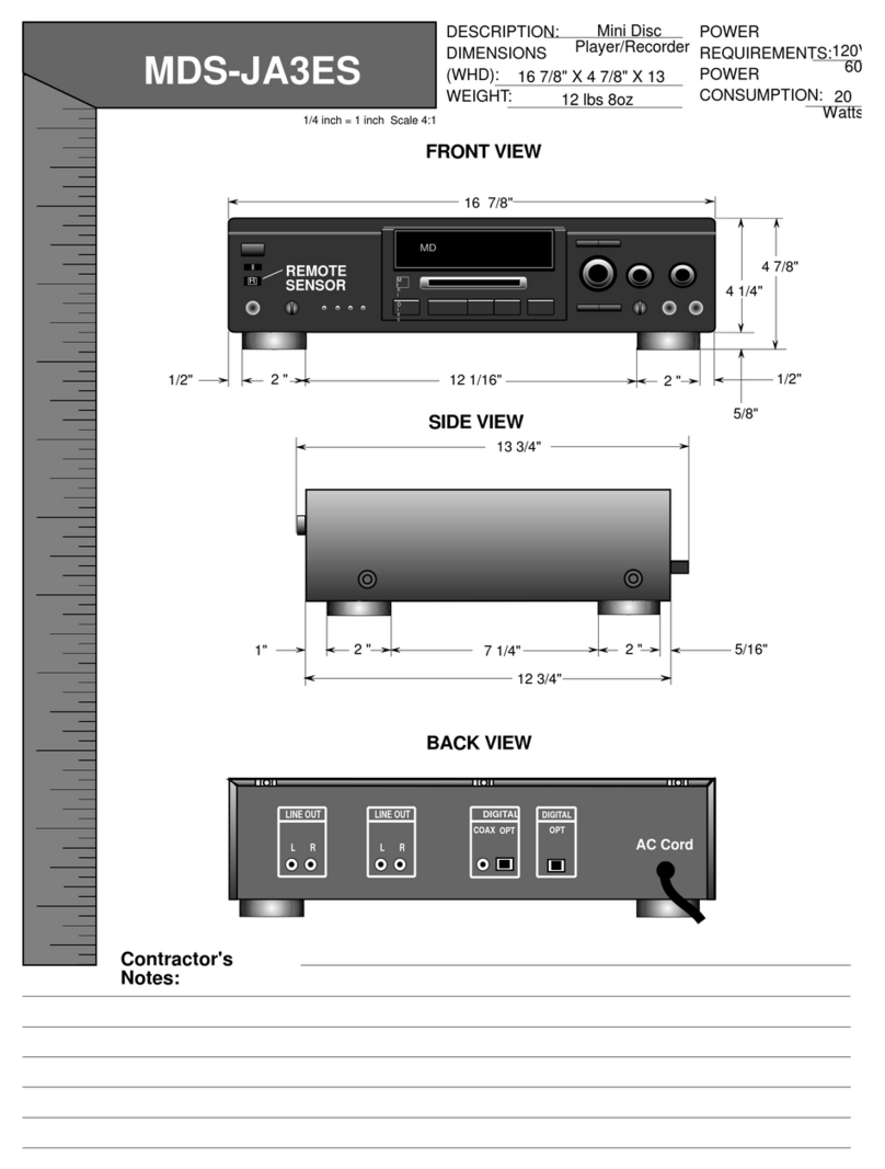 Sony MDS-JA3ES - Es Minidisc Recorder User guide Sony MDS-JA3ES - Es Minidisc Recorder User guide