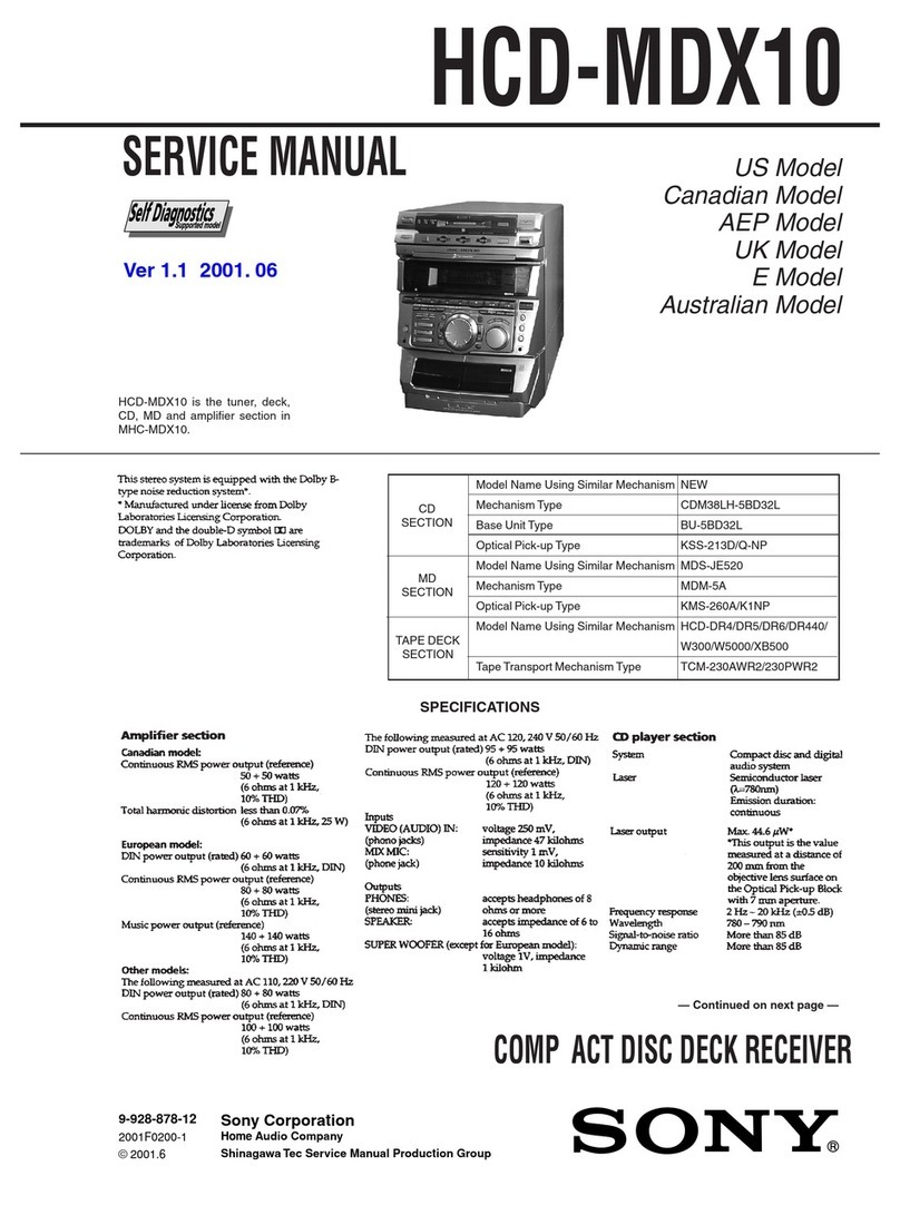 Sony HCD-MDX10 - Compact Disk Deck Receiver... User manual