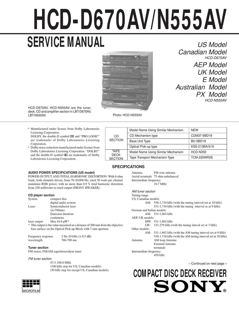 Sony HCD-D670AV - Compact Disk Deck Receiver Service manual Sony HCD-D670AV - Compact Disk Deck Receiver Service manual