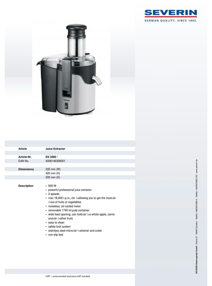 SEVERIN ES 3560 - CENTRIFUGEUSE User guide