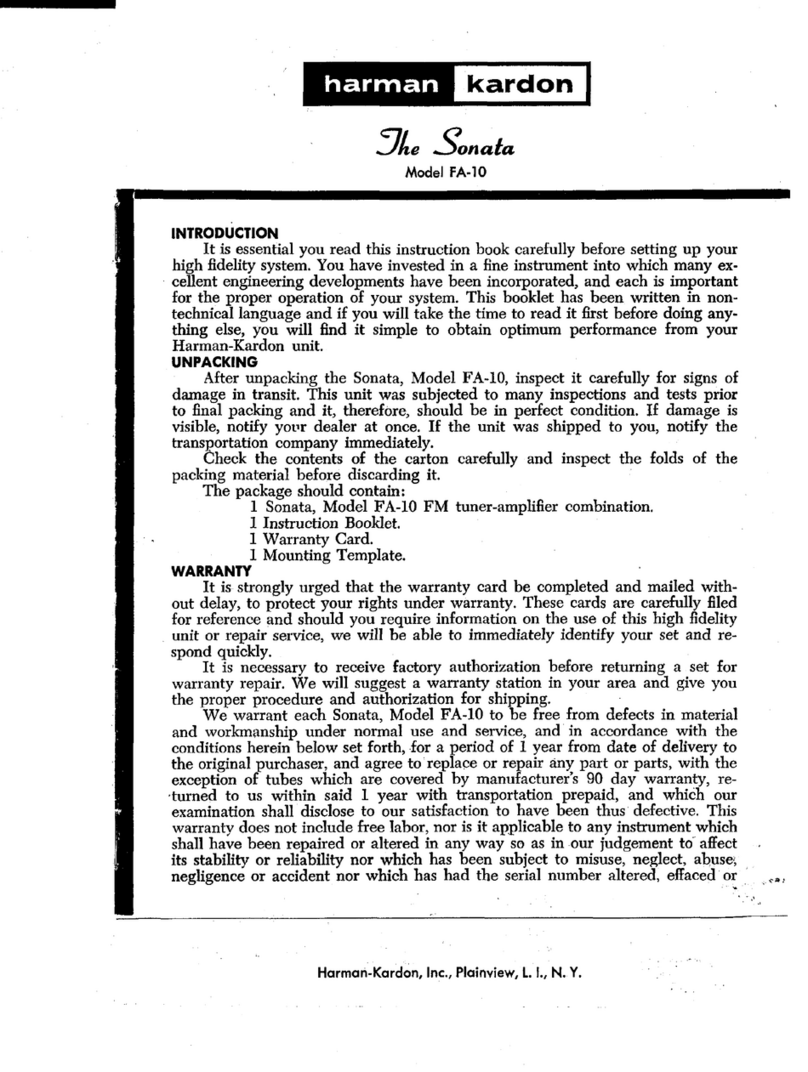 Harman Kardon Sonata FA-10 User manual Harman Kardon Sonata FA-10 User manual
