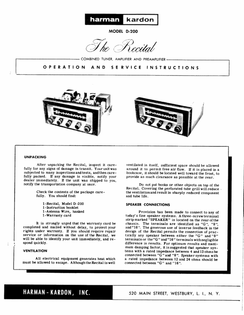 Harman Kardon The Recital D-200 Operating and service instructions
