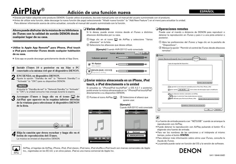Denon AirPlay AVR-3311CI Quick start guide