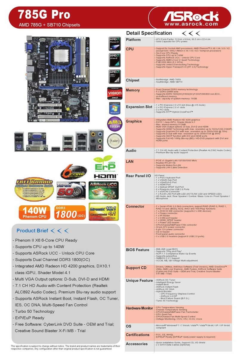 ASROCK 785G Pro User manual ASROCK 785G Pro User manual