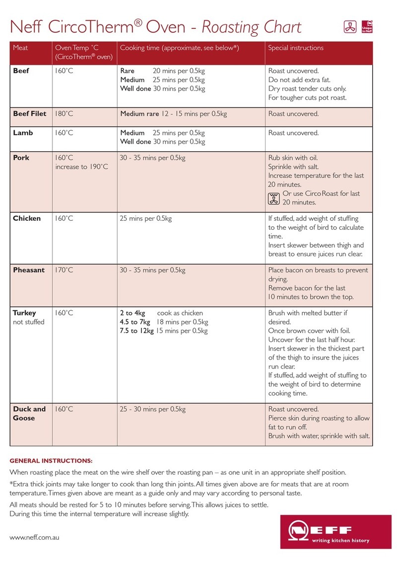 NEFF CIRCOTHERM - ROASTING CHART User manual