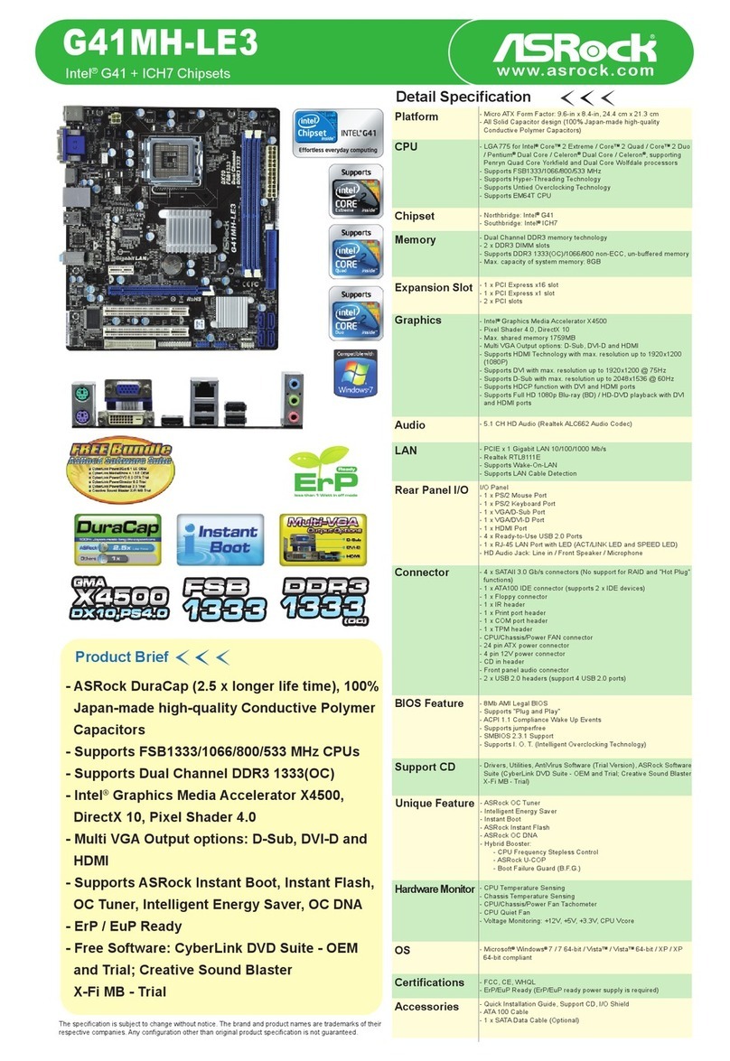 ASROCK G41MH-LE3 Brochure & specs