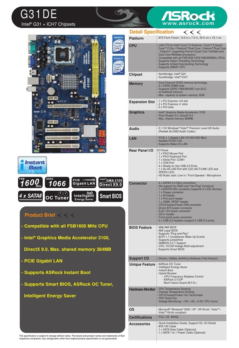 ASROCK G31DE Specifications