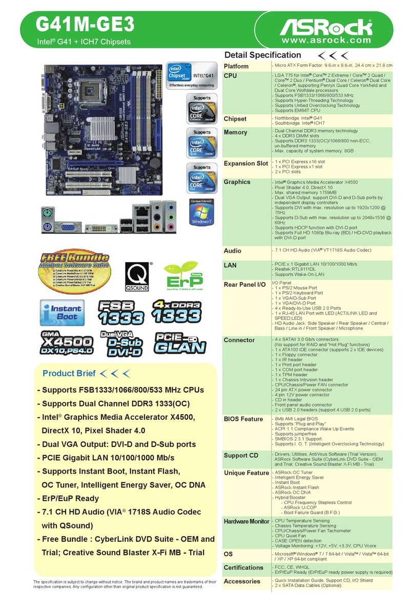 ASROCK G41M-GE3 Specifications