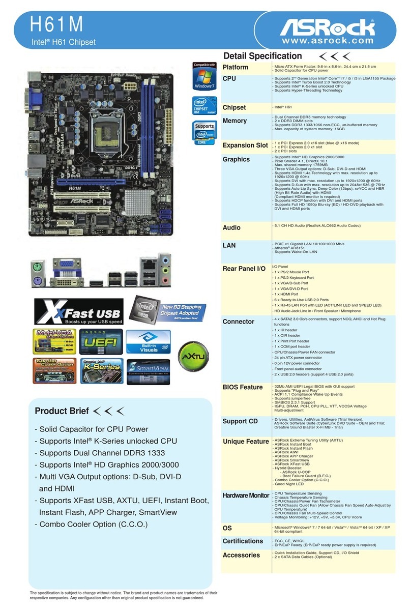 ASROCK H61M - ANNEXE 392 Brochure & specs