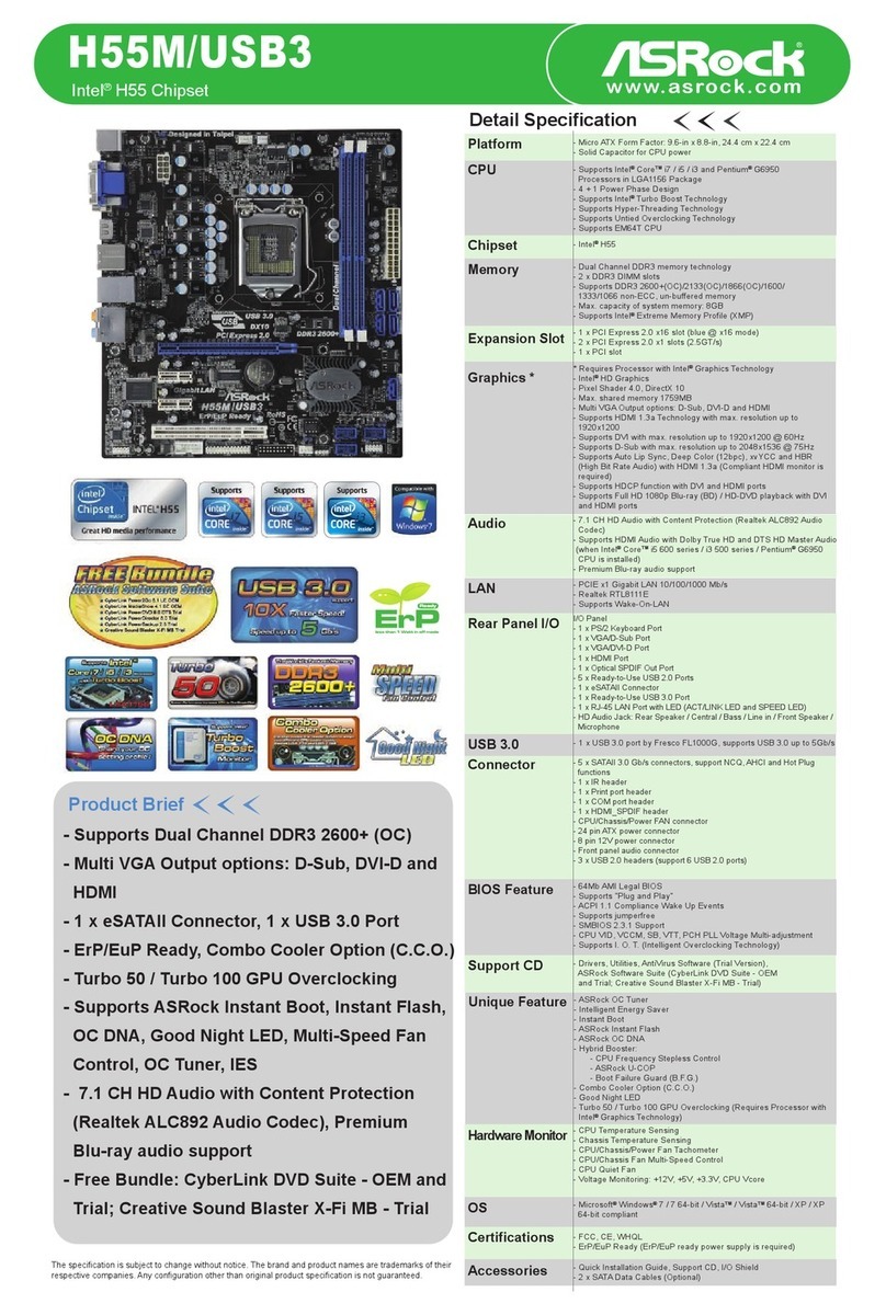 ASROCK H55M/USB3 User manual ASROCK H55M/USB3 User manual
