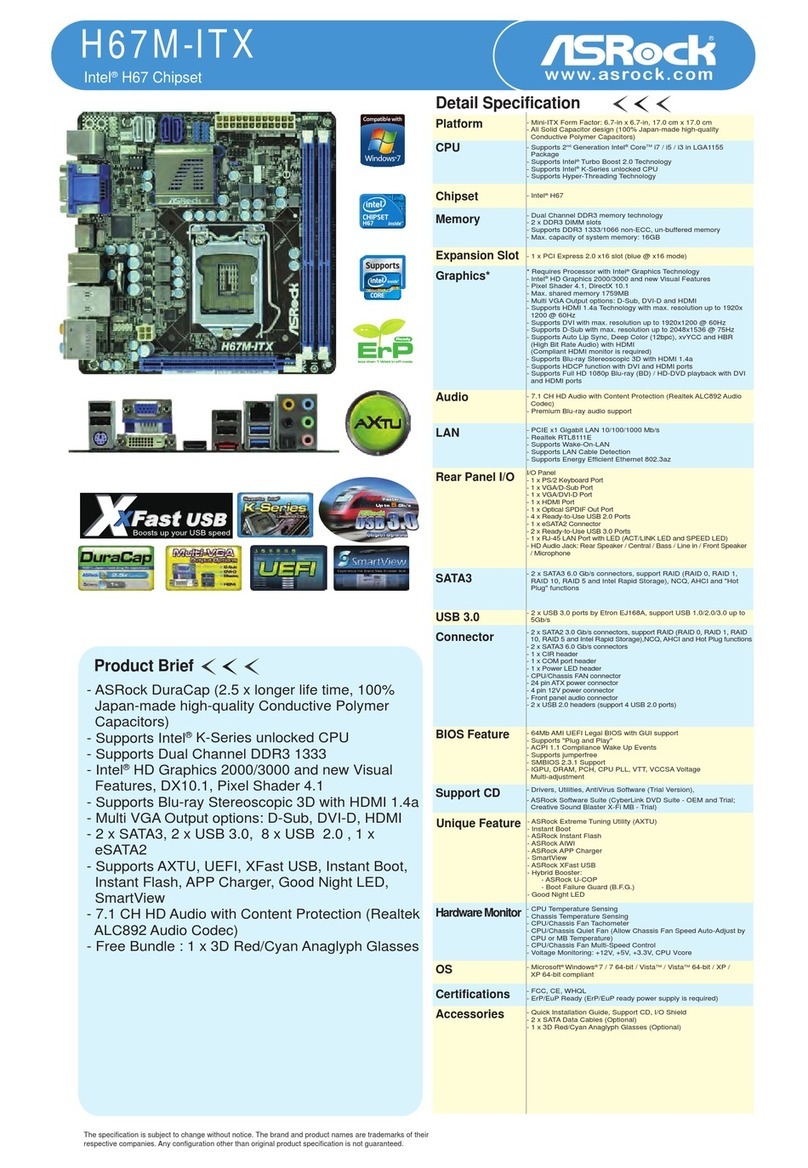 ASROCK H67M-ITX User manual