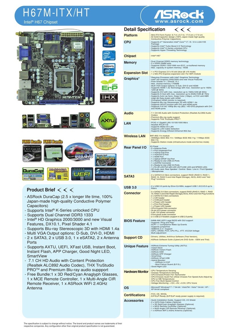 ASROCK H67M-ITX-HT datasheet