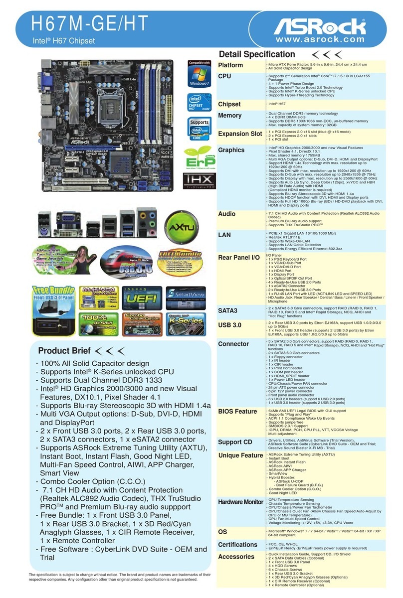 ASROCK H67M-GE Brochure & specs