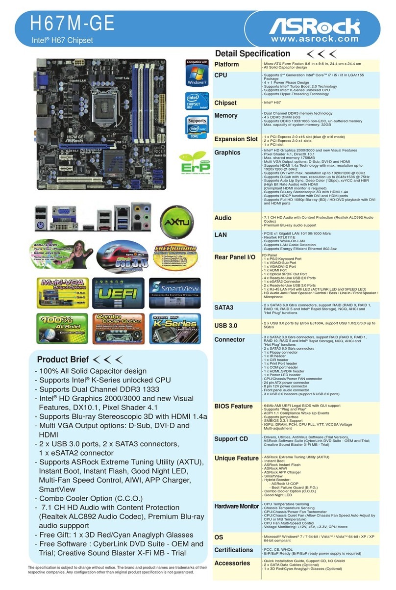 ASROCK H67M-GE Brochure & specs