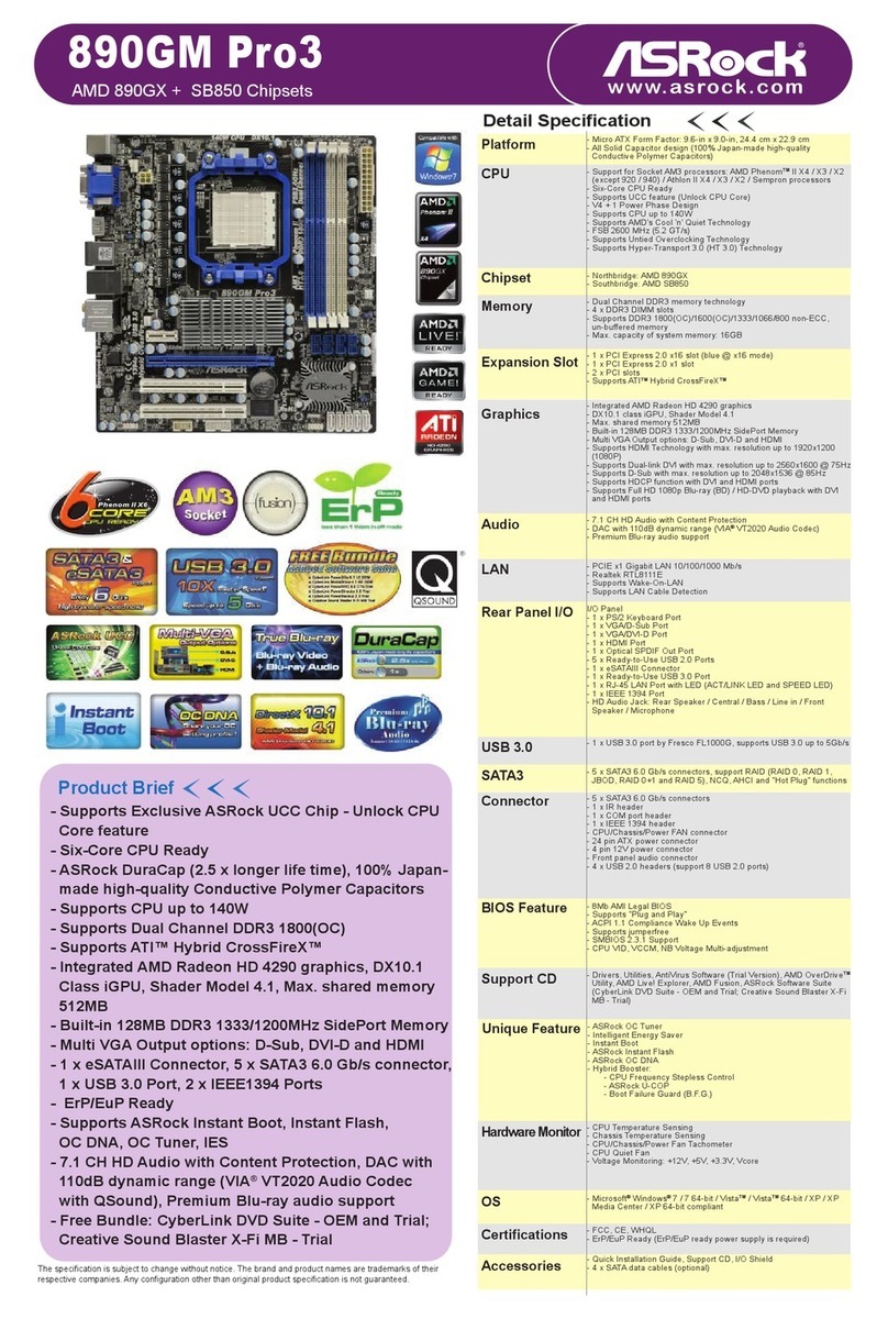 ASROCK 890GM Pro3 R2.0 User manual