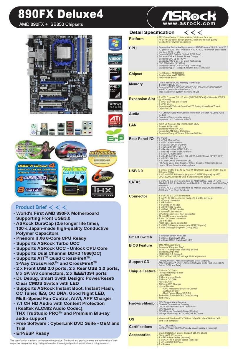 ASROCK 890FX Deluxe4 Specifications