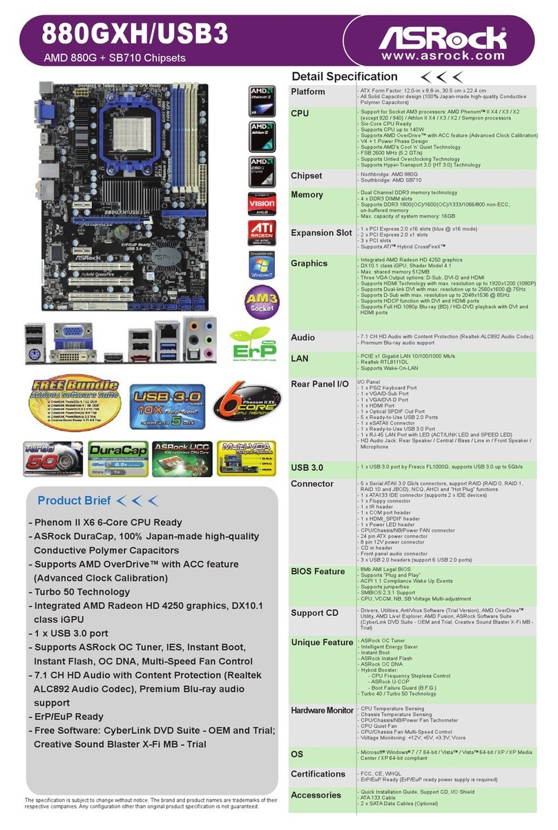 ASROCK 880GXH/USB3 User manual