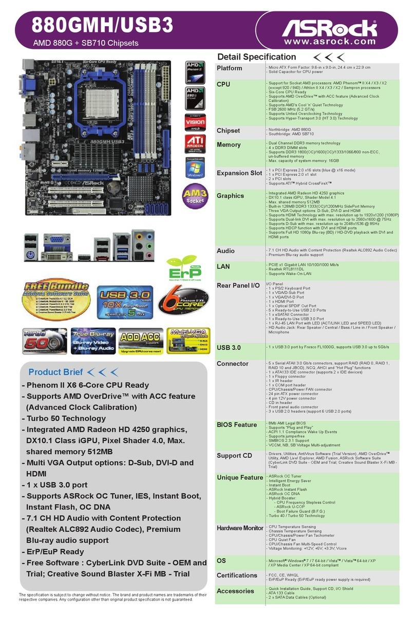 ASROCK 880GMH USB3 R2.0 Specifications